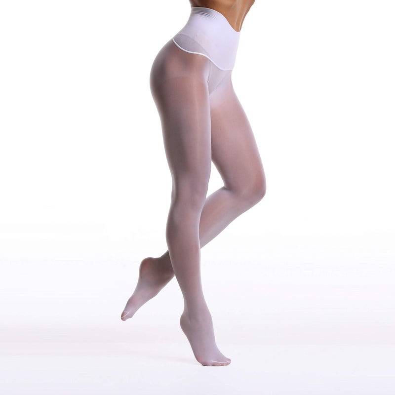 Frola Oil Shiny Stockings Pantyhose 360Â°Seamless Crotch High Waist Smooth Tights for Women(Large,1Pair White) - Image 3